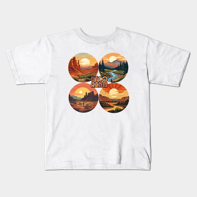 Four Corners, Arizona, Colorado, New Mexico and Utah, traveler Kids T-Shirt by Pattyld